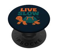 Live Slow Turtle Life Nature Vibes Retro Calm Esthétique PopSockets PopGrip Adhésif