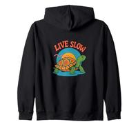 Live Slow Turtle Life Nature Vibes Retro Calm Esthétique Sweat à Capuche