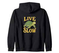 Live Slow Turtle Life Nature Vibes Retro Calm Esthétique Sweat à Capuche