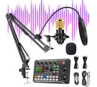 Live Sound Card with Dj Mixer Effects & Voice Changer, Professional F998 Live Sound Card Audio Mixer & Interface with Voice Changer, Sound Mixer for Live Streaming Streaming Podcasting Gaming (Set-D)
