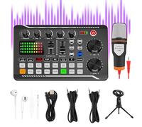 Live Sound Card with Dj Mixer Effects & Voice Changer, Professional F998 Live Sound Card Audio Mixer & Interface with Voice Changer, Sound Mixer for Live Streaming Streaming Podcasting Gaming (Set-B)