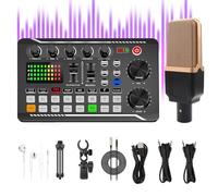 Live Sound Card with Dj Mixer Effects & Voice Changer, Professional F998 Live Sound Card Audio Mixer & Interface with Voice Changer, Sound Mixer for Live Streaming Streaming Podcasting Gaming (Set-C)