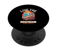 Live The Music Dance The Beat (Graphique Chat Amusant) PopSockets PopGrip Adhésif