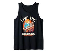 Live The Music Dance The Beat Musician Statement Cat Graphic Débardeur