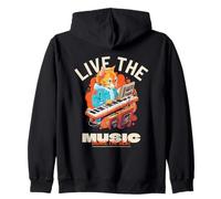 Live The Music Dance The Beat Musician Statement Cat Graphic Sweat à Capuche