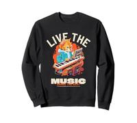 Live The Music Dance The Beat Musician Statement Cat Graphic Sweatshirt