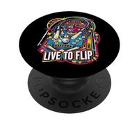 Live to Flip Pinball Machine Retro Arcade Gamer PopSockets PopGrip Adhésif