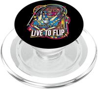 Live to Flip Pinball Machine Retro Arcade Gamer PopSockets PopGrip pour MagSafe