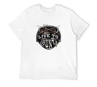 Live to Hunt Big Buck Deer Cross Hunting Wildlife Unisex T-Shirt Printed Tee Black Mens Top Shirt M