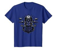 Live to Ride Ride to Live Moto Skull Biker Rebel T-Shirt, Enfant, Bleu Royal, 2 Ans