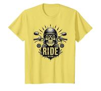 Live to Ride Ride to Live Moto Skull Biker Rebel T-Shirt, Enfant, Citron, 2 Ans