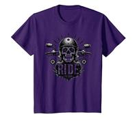 Live to Ride Ride to Live Moto Skull Biker Rebel T-Shirt, Enfant, Violet, 3 Ans