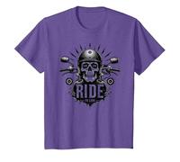 Live to Ride Ride to Live Moto Skull Biker Rebel T-Shirt, Enfant, Violet Chiné, 3 Ans