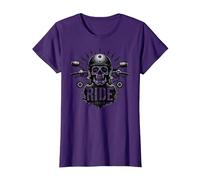 Live to Ride Ride to Live Moto Skull Biker Rebel T-Shirt, Femme, Violet, 3XL