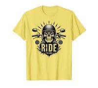 Live to Ride Ride to Live Moto Skull Biker Rebel T-Shirt, Homme, Citron, 3XL