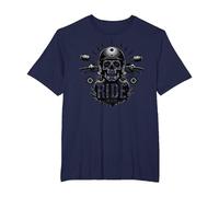 Live to Ride Ride to Live Moto Skull Biker Rebel T-Shirt, Homme Grandes Tailles, Bleu Marine, 5X Tall