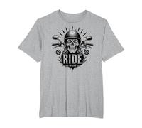 Live to Ride Ride to Live Moto Skull Biker Rebel T-Shirt, Homme Grandes Tailles, Gris Chiné, 5X Tall