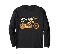 Live to Ride Vintage Moto Design Biker Voyage Manche Longue