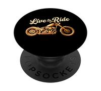 Live to Ride Vintage Moto Design Biker Voyage PopSockets PopGrip Adhésif