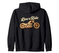 Live to Ride Vintage Moto Design Biker Voyage Sweat à Capuche