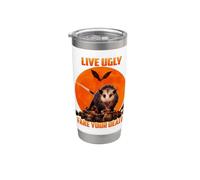 Live Ugly Fake Your Death Graphic Scary Halloween Opossum Gobelet isotherme en acier inoxydable double paroi