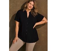 Live Unlimited Live Unlimited Black Button Through Short Sleeve Jersey Shirt