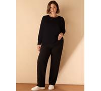 Live Unlimited Live Unlimited Black Cotton Slub Crew Neck T-Shirt