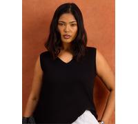 Live Unlimited Live Unlimited Black Cotton Slub V-Neck Vest
