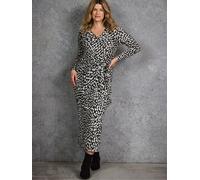 Live Unlimited Live Unlimited Black Curve Animal Print Tie Front Jersey Dress Black 28