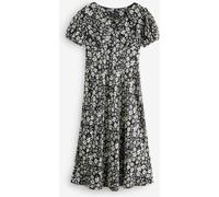 Live Unlimited Live Unlimited Black Petite Curve Petite Black floral Print Puff Sleeve Midi Dress Black EU 54 (UK 26)