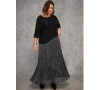 Live Unlimited Live Unlimited Black Sparkle Tiered Maxi Skirt Black EU 50 (UK 22)