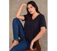 Live Unlimited Live Unlimited Blue Cotton Slub V-Neck T-Shirt