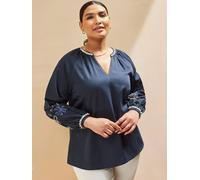 Live Unlimited Live Unlimited Blue Curve Embroidered Blouse