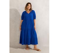 Live Unlimited Live Unlimited Blue Curve Tiered V-Neck Dress Blue 48