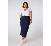 Live Unlimited Live Unlimited Blue Jersey Midi 100% Cotton Skirt Blue EU 52 (UK 24)