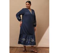 Live Unlimited Live Unlimited Blue Navy Embroidered Midaxi Dress Blue 42
