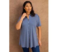 Live Unlimited Live Unlimited Blue Petite Geo Print Short Sleeve Jersey Shirt Blue 46