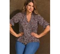 Live Unlimited Live Unlimited Brown Abstract Print Short Sleeve Jersey Top