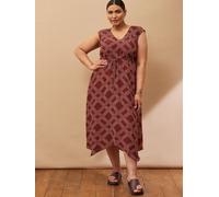 Live Unlimited Live Unlimited Brown Geo Print V-Neck Hanky Hem Dress Brown 28