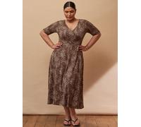Live Unlimited Live Unlimited Brown Leopard Print Half Length Sleeve Wrap Dress Brown 42