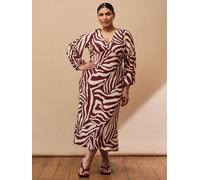 Live Unlimited Live Unlimited Cream Animal Print Stripe Long Sleeve Dress Cream 46