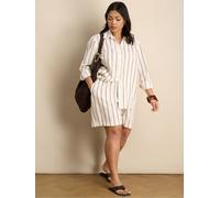 Live Unlimited Live Unlimited Cream Striped Linen Blend Long Sleeve Shirt Cream EU 52 (UK 24)