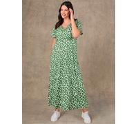 Live Unlimited Live Unlimited Green Ditsy Jersey Midaxi Wrap Dress Green 48