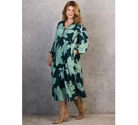 Live Unlimited Live Unlimited Green Floral Print Tie Front Midaxi Dress Green EU 50 (UK 22)