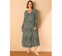 Live Unlimited Live Unlimited Green Spot Print Gathered V-Neck Jersey Dress Green 42
