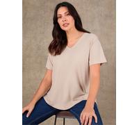 Live Unlimited Live Unlimited Grey Cotton Slub V-Neck T-Shirt