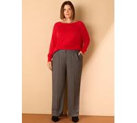 Live Unlimited Live Unlimited Grey Herringbone Turn Up Tailored Trousers