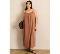 Live Unlimited Live Unlimited Linen Blend Bobble Trim Maxi Dress Marron 42