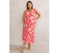 Live Unlimited Live Unlimited Orange Curve Floral Print Sleeveless Midi Dress with Neck Scarf Orange 28