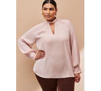 Live Unlimited Live Unlimited Pink Curve - Blush Twist High Neck Blouse